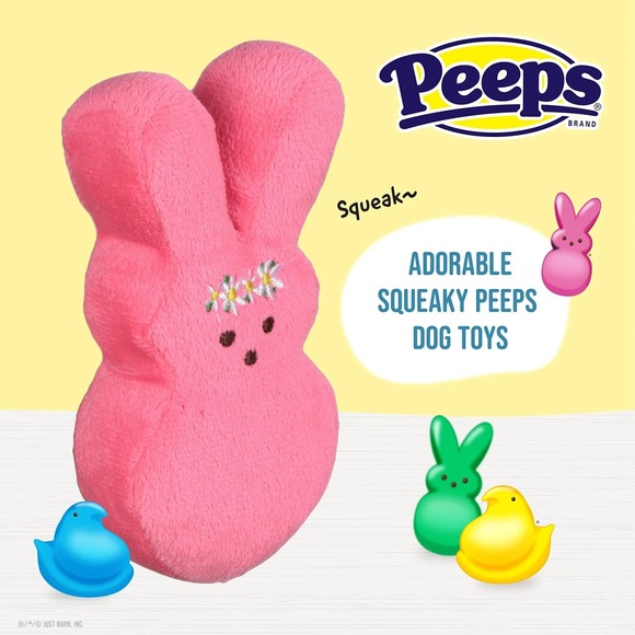 Peeps Plush Bunny Dog Toy Squeaky 6 Inch Pink Easter Squeaky Toy For Dogs - Picture 3 of 5